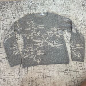 Gray Floral Pattern Sweater